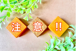 右斜め下･左斜め下には草があって、真ん中に注意!!と書かれたひし形の積木が3つ並んでいる