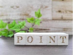 5つの白い積み木にPOINTと書かれている