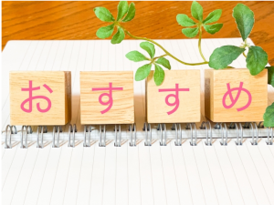 並べられた4つの積木におすすめとそれぞれ書かれている