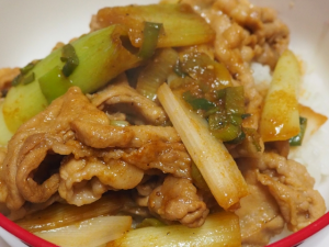 豚肉とねぎを使った炒め物
