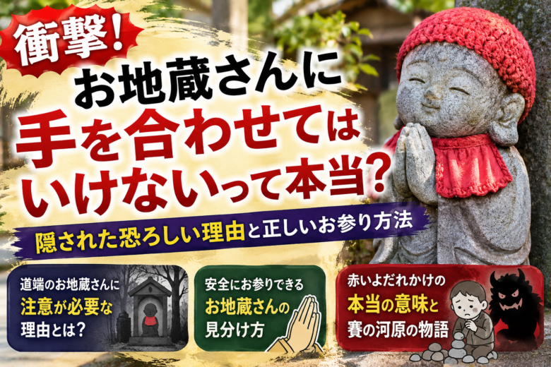 お地蔵さんに手を合わせてはいけない理由と正しいお参り方法を解説するアイキャッチ画像