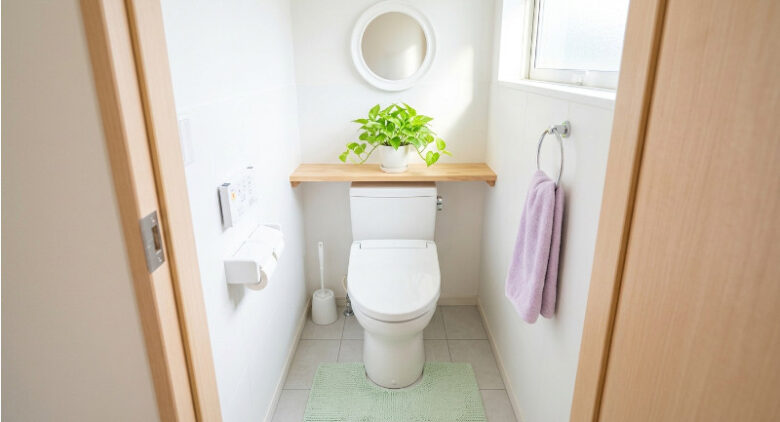 風水で整えられたすっきりと清潔な開運トイレ空間の全体像