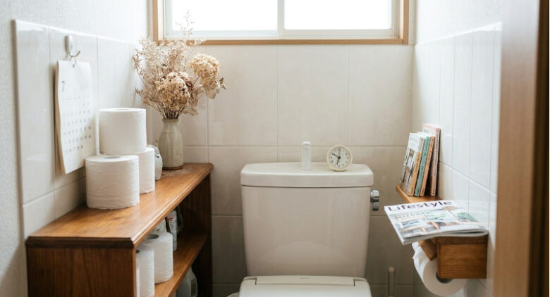 風水的にトイレに置いてはいけないもの（ドライフラワーやトイレットペーパーの積み置き）