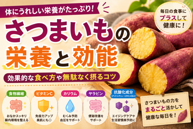 さつまいもの栄養と効能を紹介するイメージ